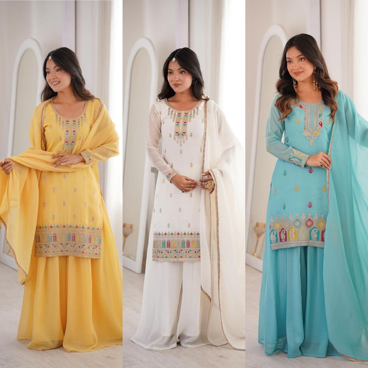 ✨ Pure Crunchy Silk Top Sharara & Dupatta Set ✨
