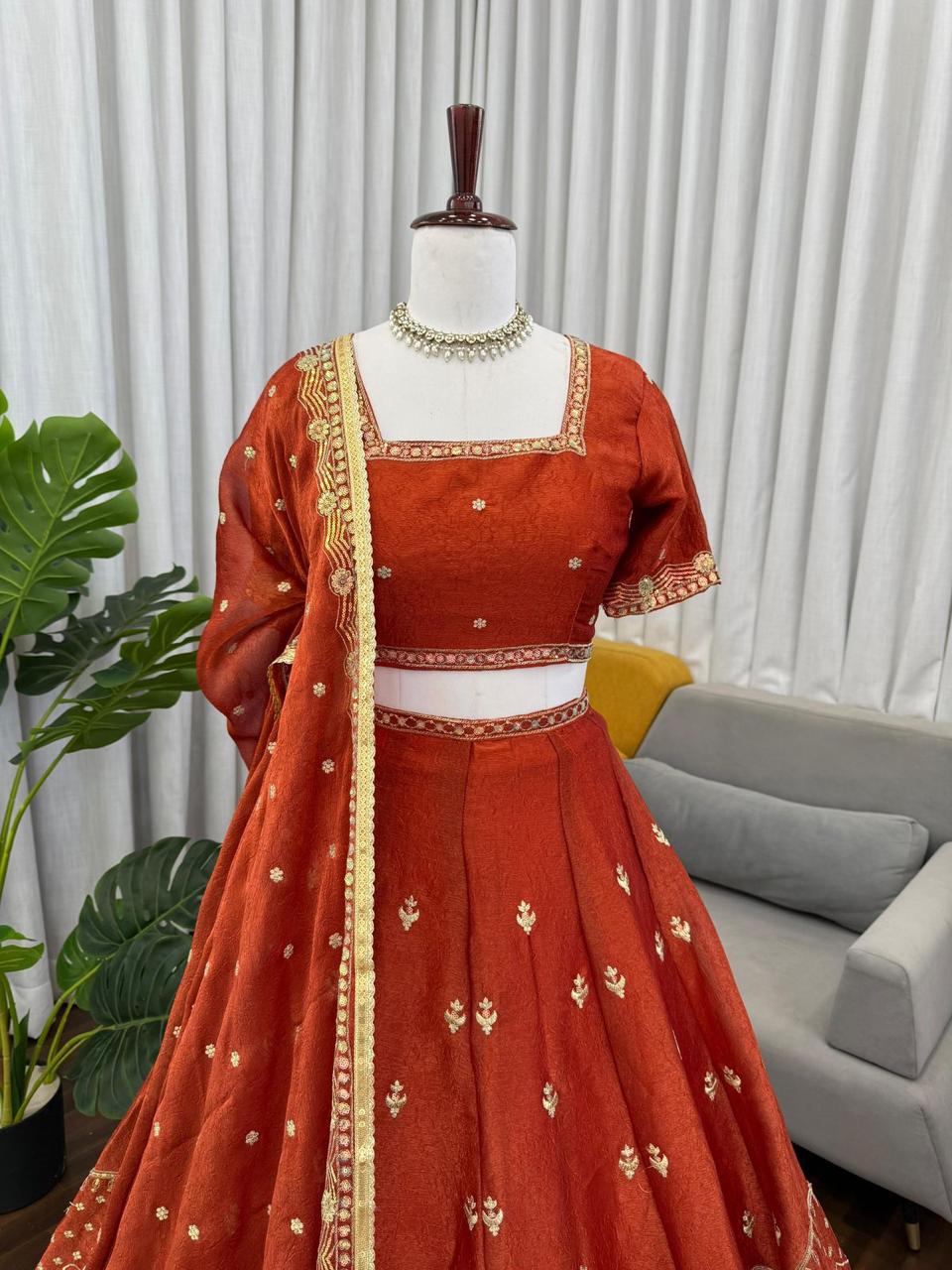 Premium Designer Krishma Silk Lehenga Set with Sequin Thread Work