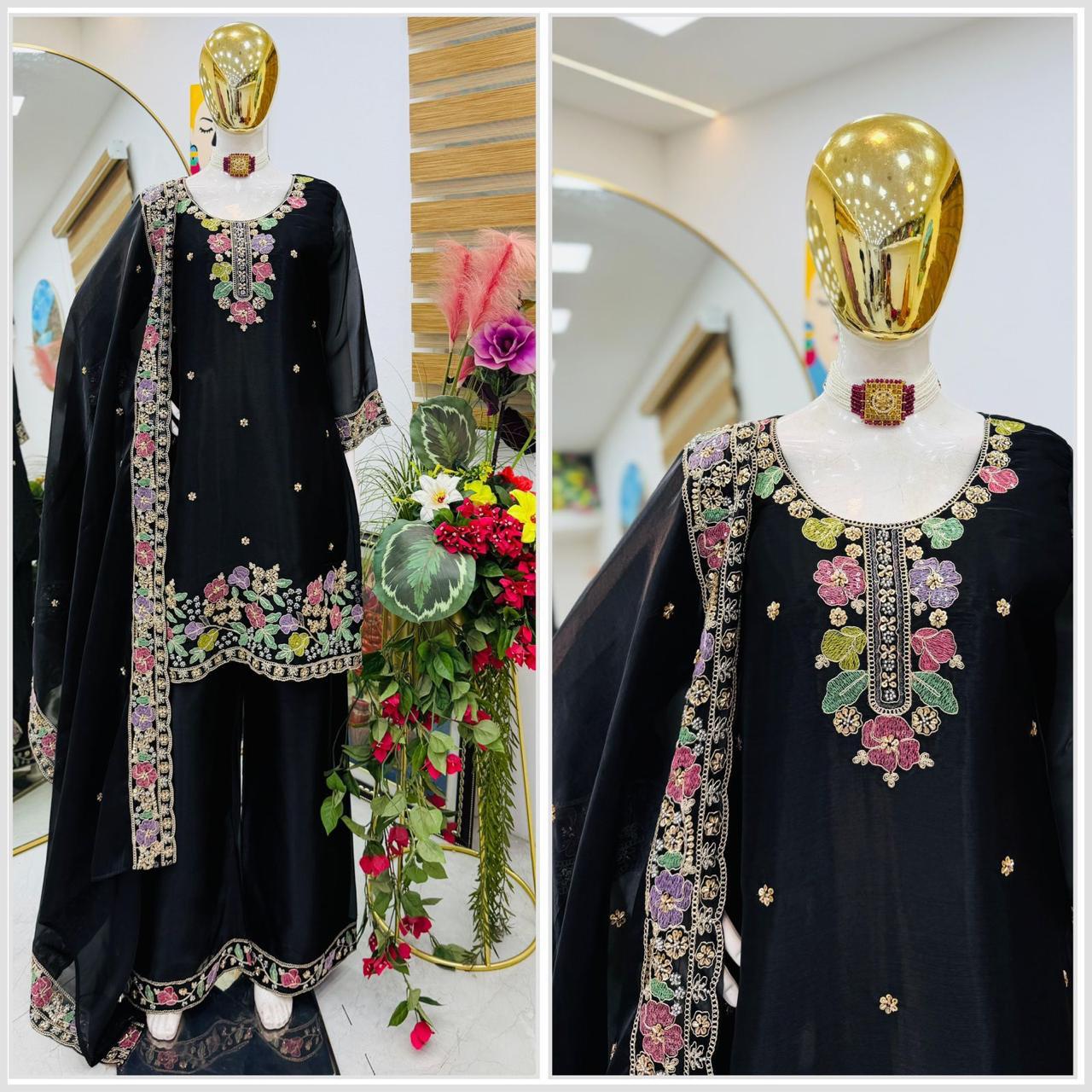 Jimi Choo Fabric Designer Kurta, Palazzo & Dupatta Set