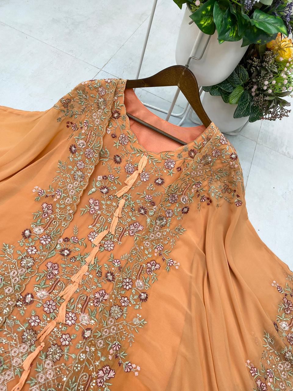 Designer Indo-Western Kurta Palazzo Set with Embroidered Shrug