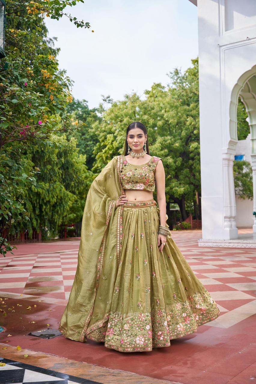 Premium Gold Crush Lehenga Set