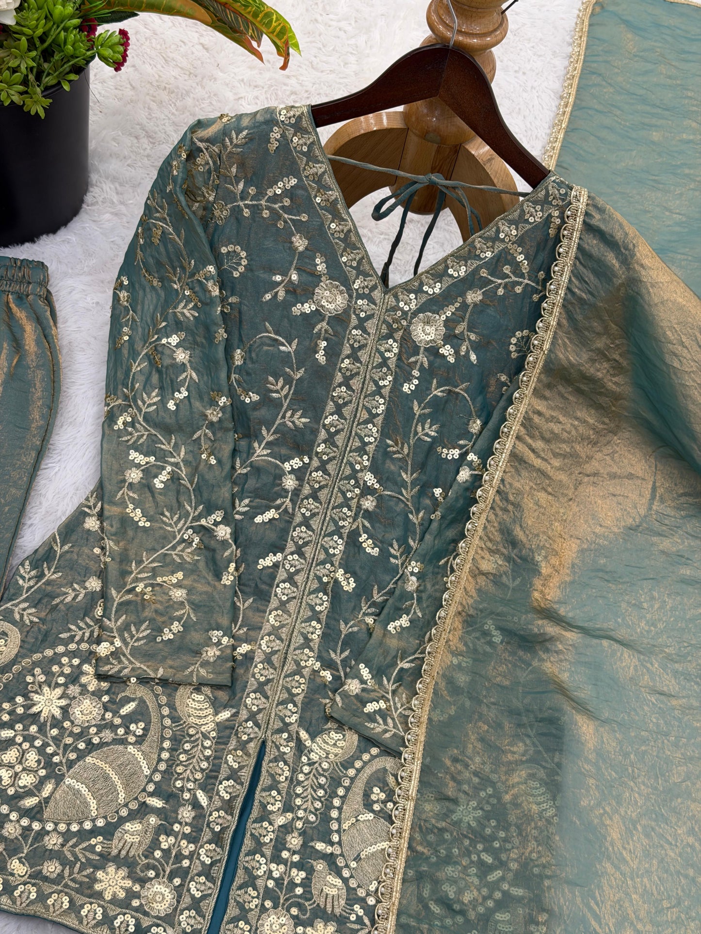 Party Wear Fendy Silk Palazzo Set