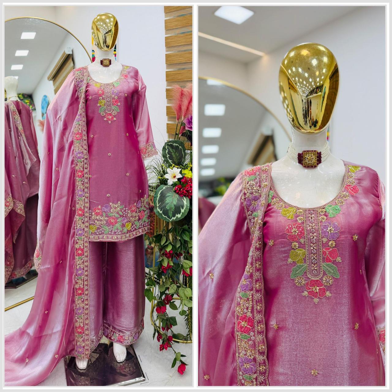 Jimi Choo Fabric Designer Kurta, Palazzo & Dupatta Set