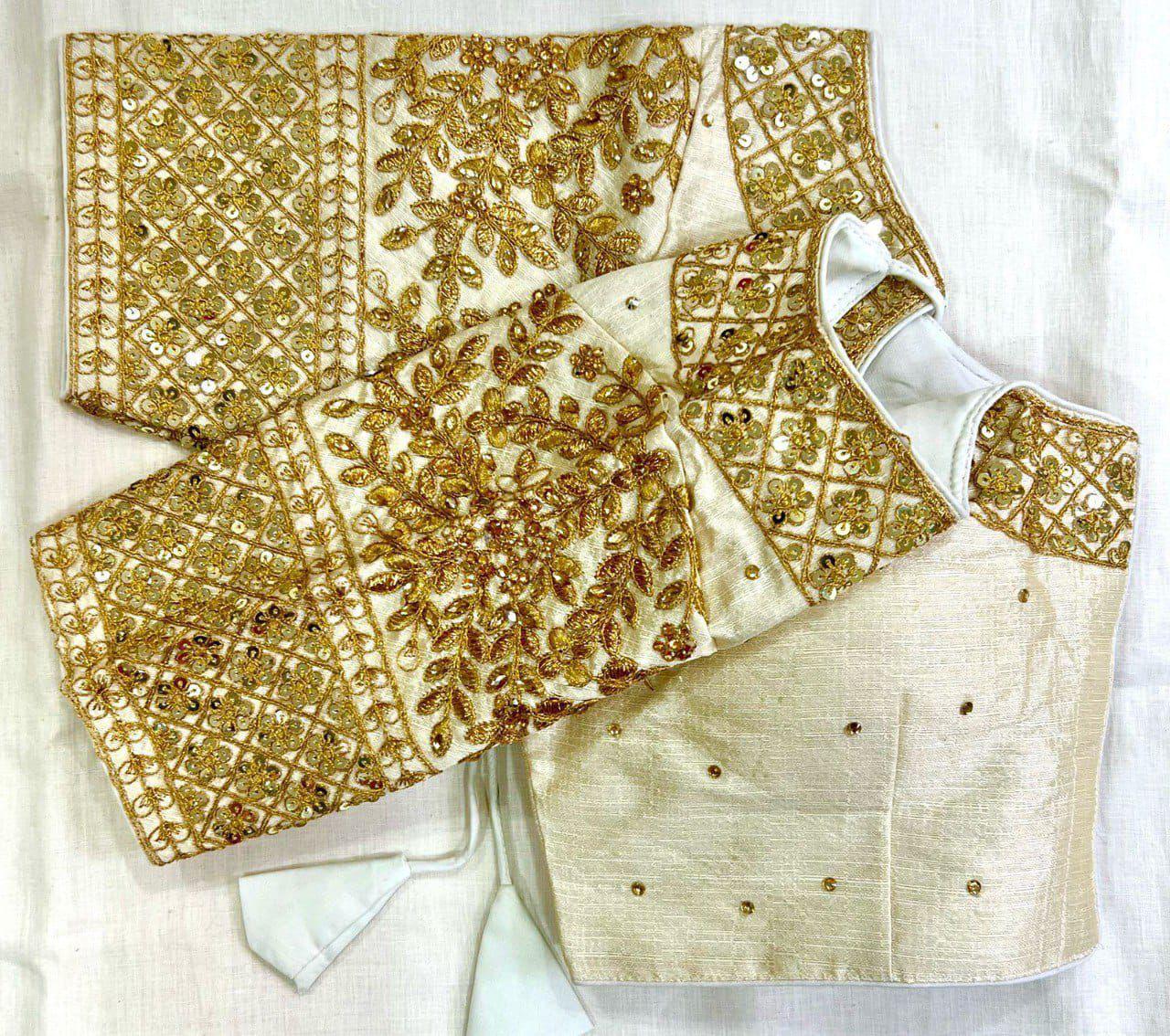 Soft Silk Blouse with rich sequin, thread, jari, and handwork detailing