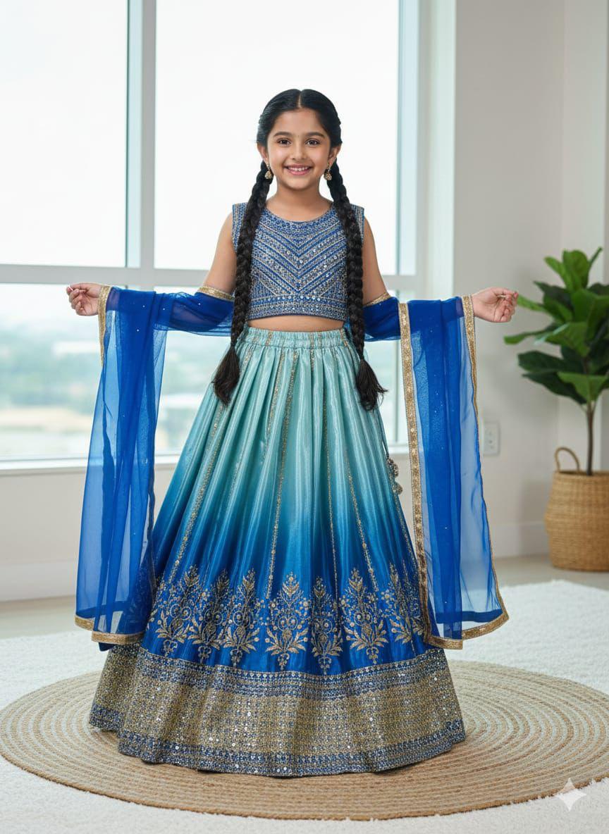Soft Chinon silk sequin embroidery Girls Lehenga