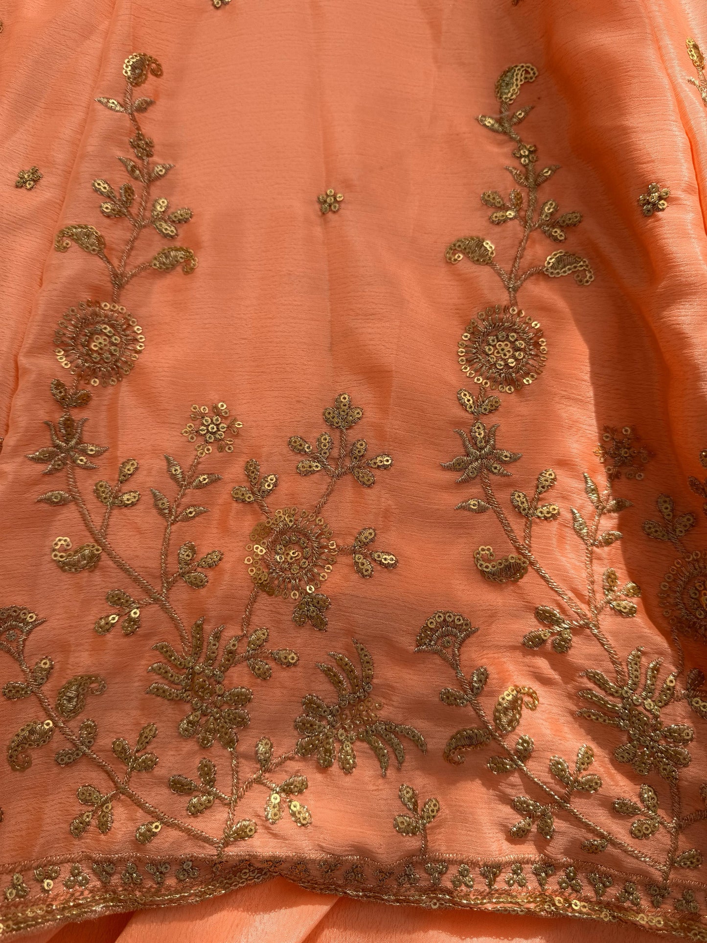 Peach Chinon Gown with Skirt