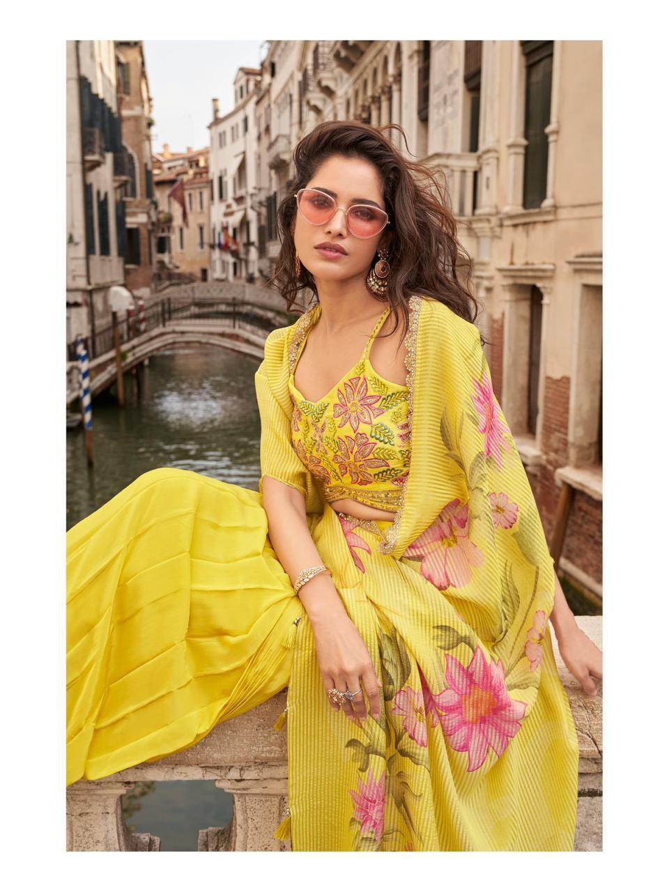 Chinon Indo-Western Set with Shrug Style Duppata