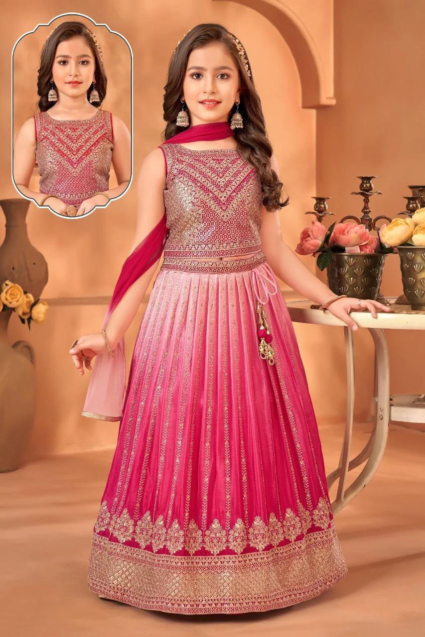 Soft Chinon silk sequin embroidery Girls Lehenga