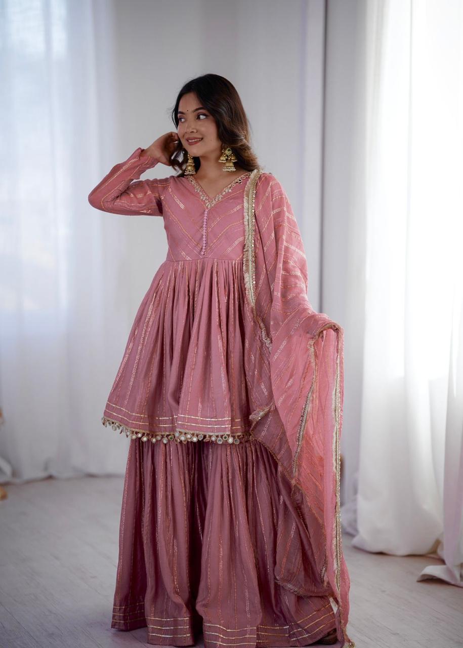 Designer Chanderi Fabric Sharara Set