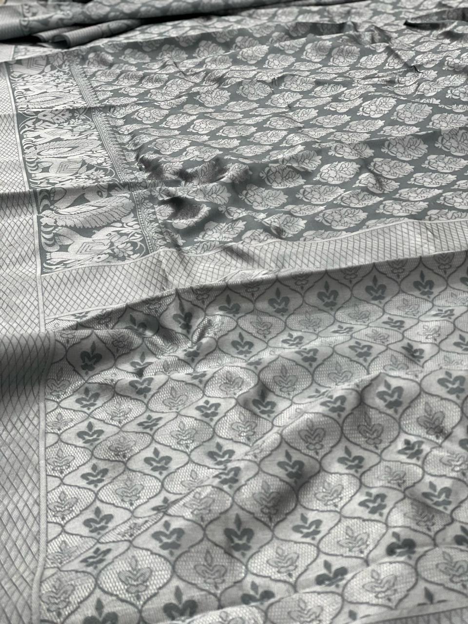 Soft Lichi Silk Saree with all over jacquard work