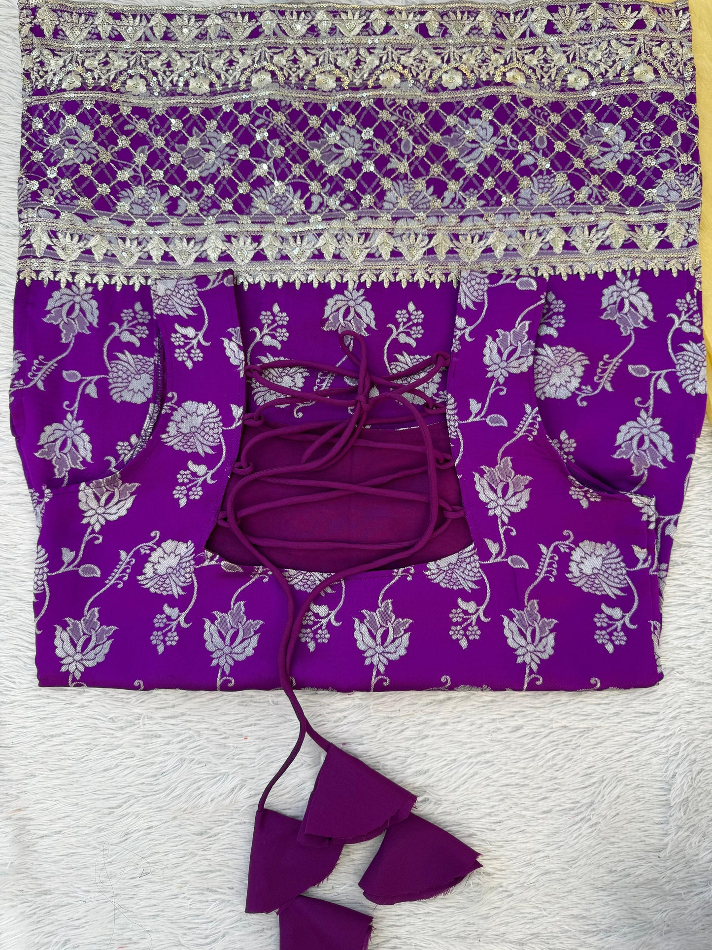 Purple Jequard Suit with Golden Palazzo Pants