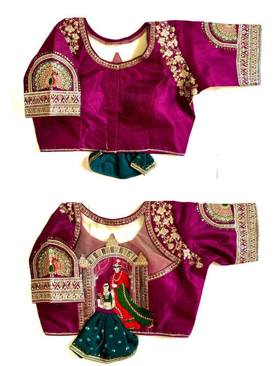Shining Silk Embroidered Blouse