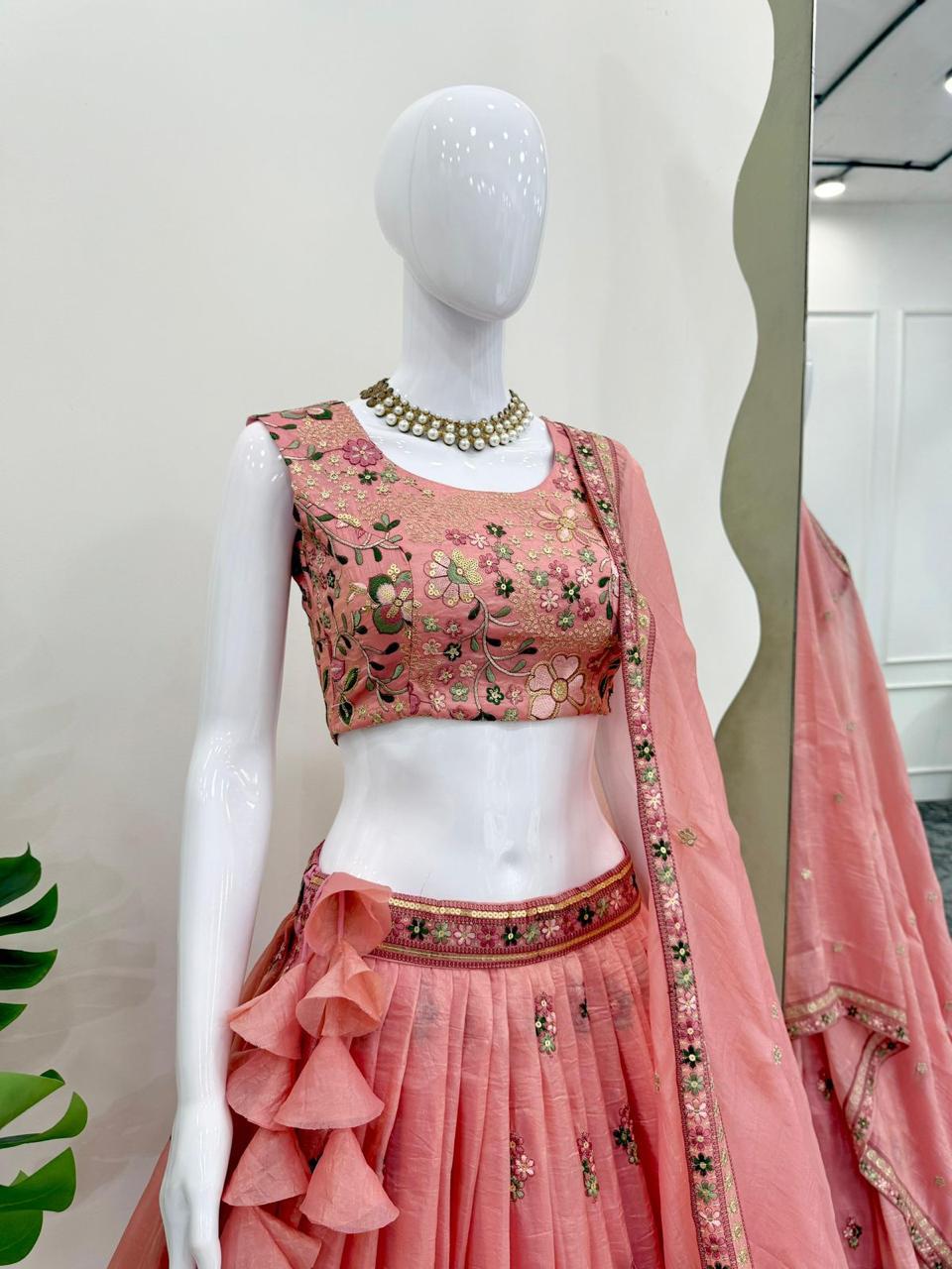 Premium Gold Crush Lehenga Set