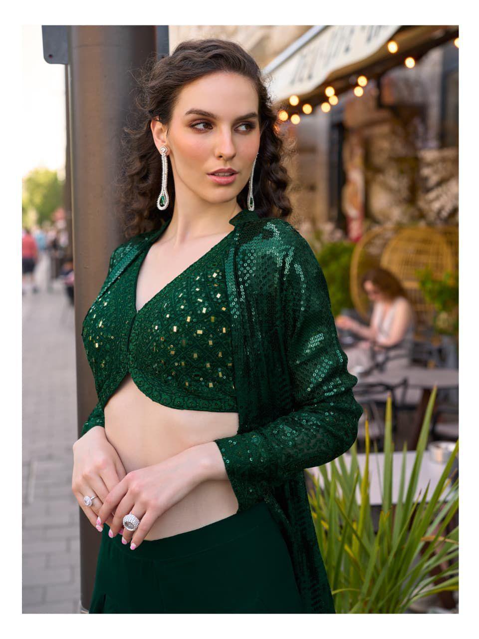 Designer Indo-Western Embroidered Shrug Set