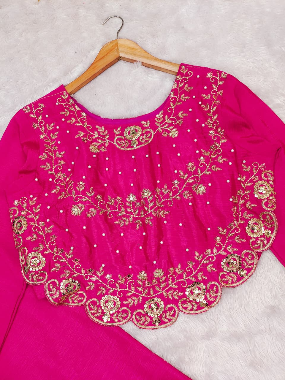Chinon Silk Crop Top with Palazzo Pants