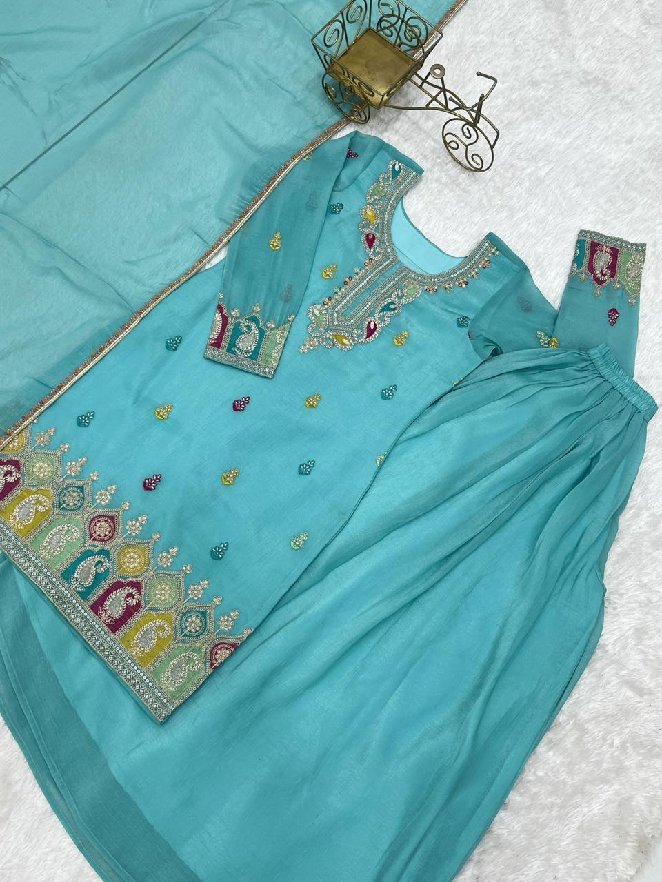 ✨ Pure Crunchy Silk Top Sharara & Dupatta Set ✨