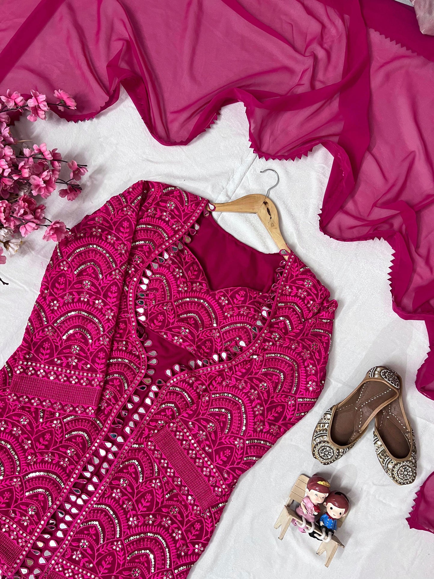 Pink Indo-Western Sharara Set with Embroidered Jacket