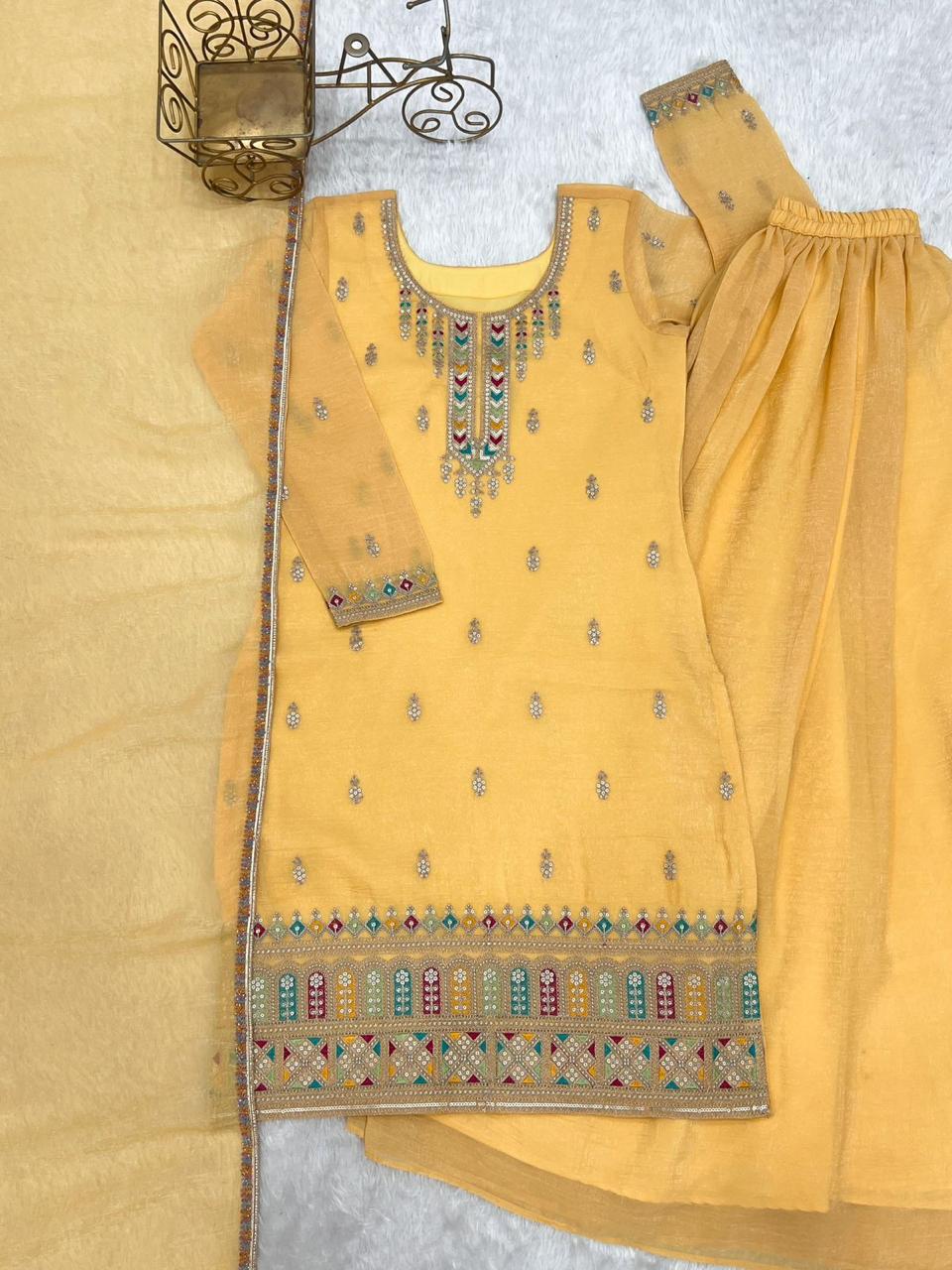 ✨ Pure Crunchy Silk Top Sharara & Dupatta Set ✨