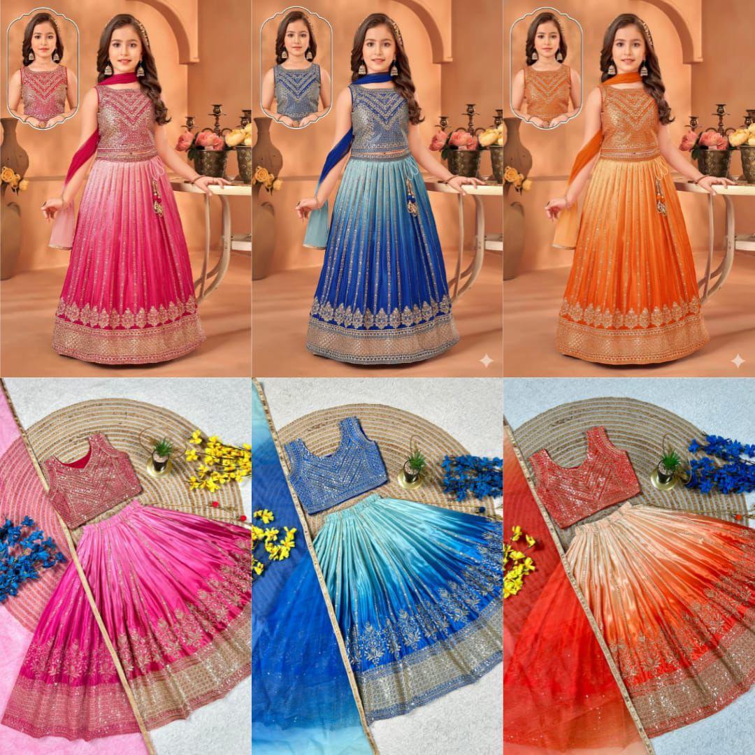 Soft Chinon silk sequin embroidery Girls Lehenga