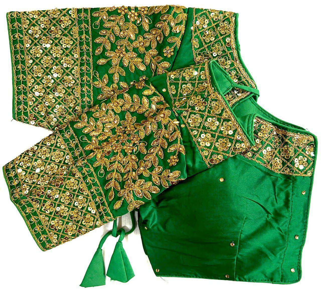 Soft Silk Blouse with rich sequin, thread, jari, and handwork detailing