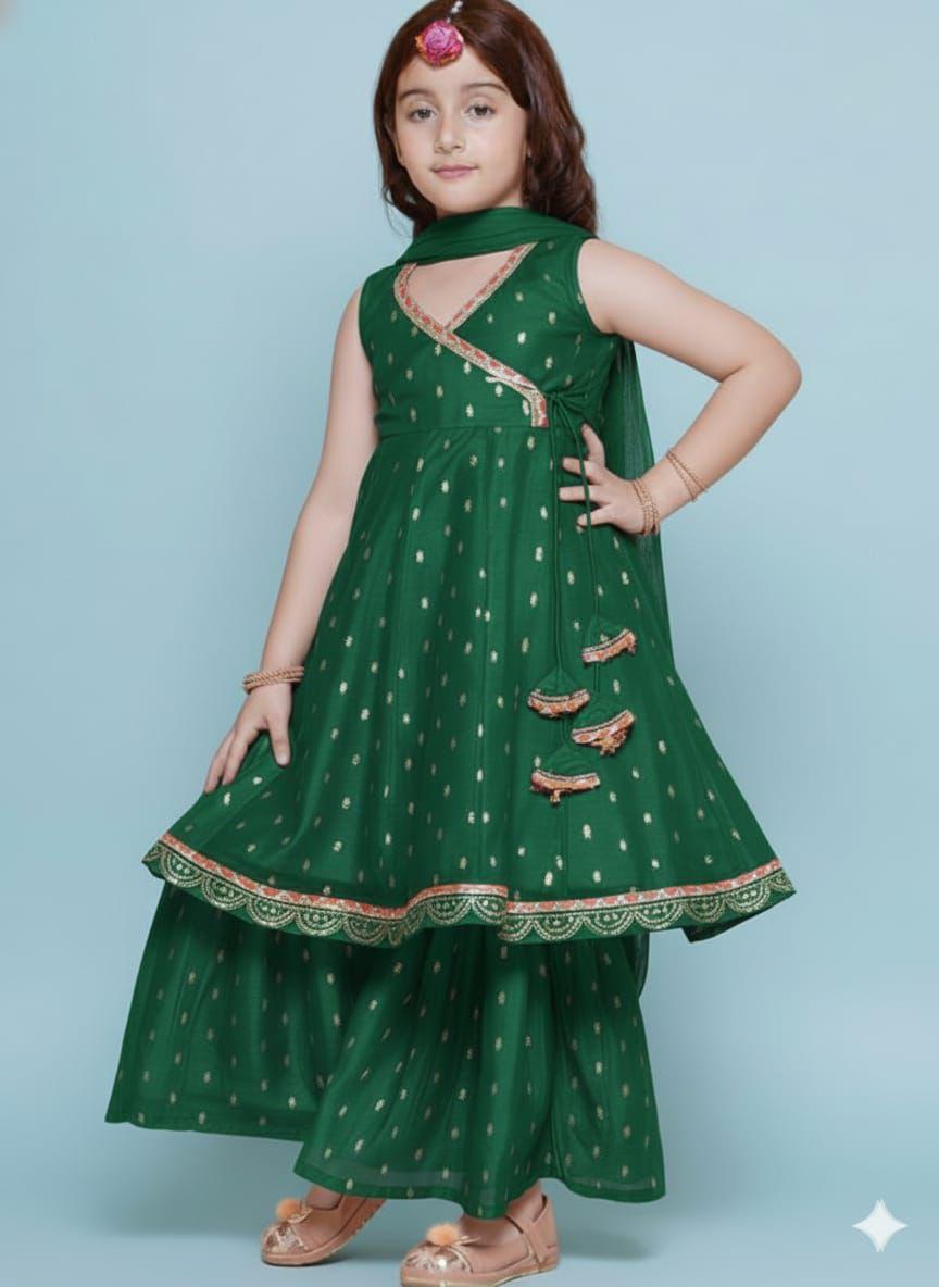 Chanderi Silk Girl Sharara Set