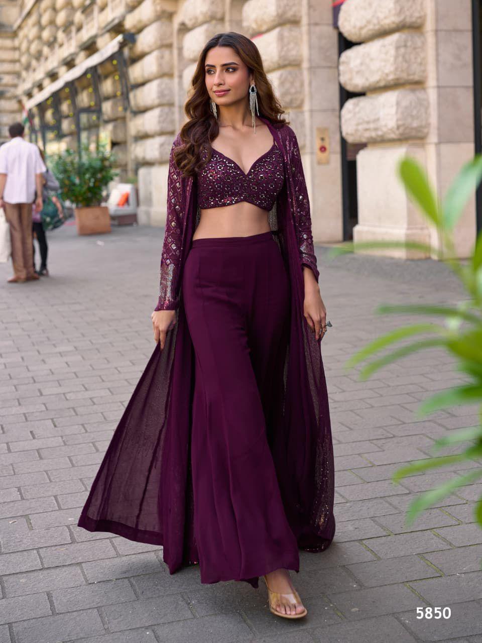 Designer Indo-Western Embroidered Shrug Set