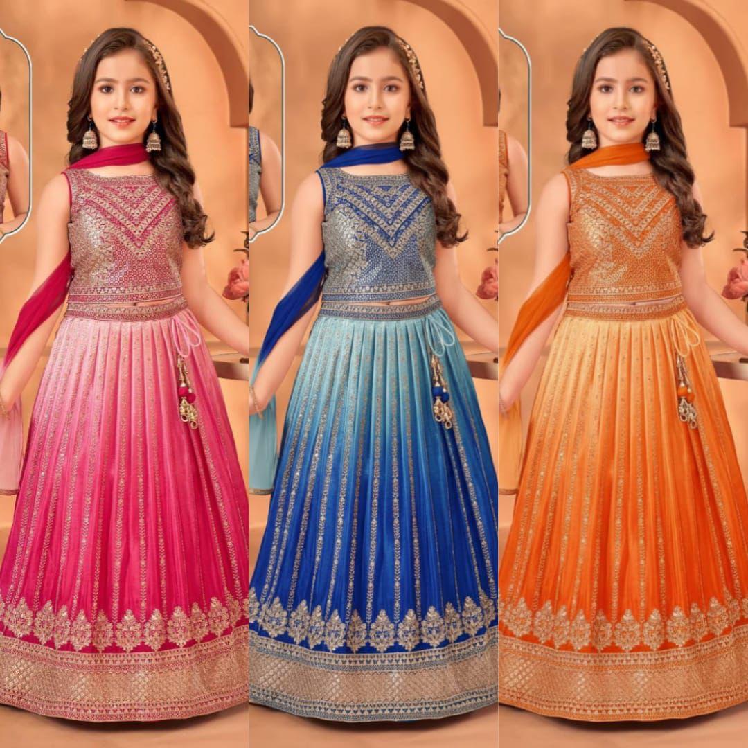 Soft Chinon silk sequin embroidery Girls Lehenga