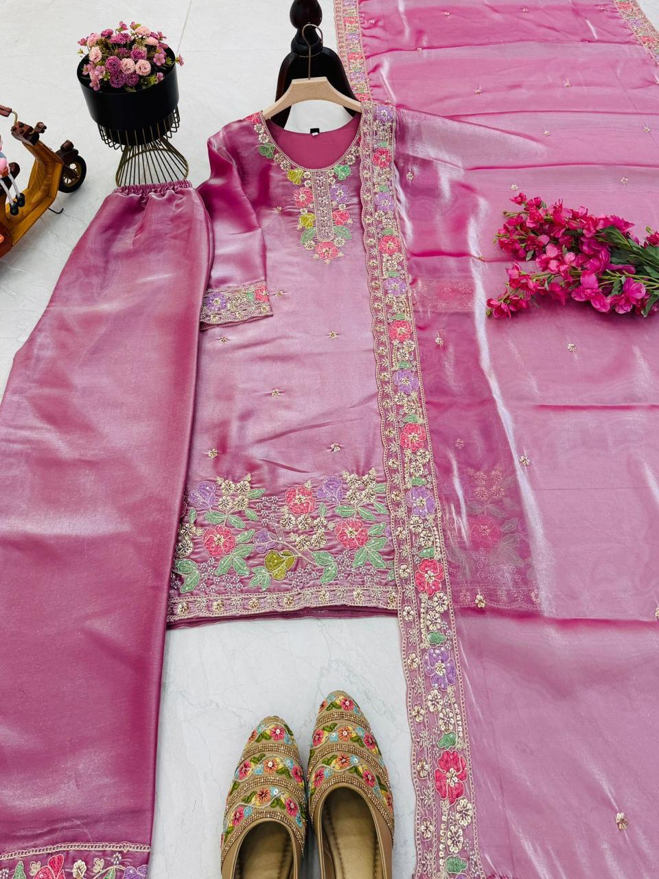 Jimi Choo Fabric Designer Kurta, Palazzo & Dupatta Set