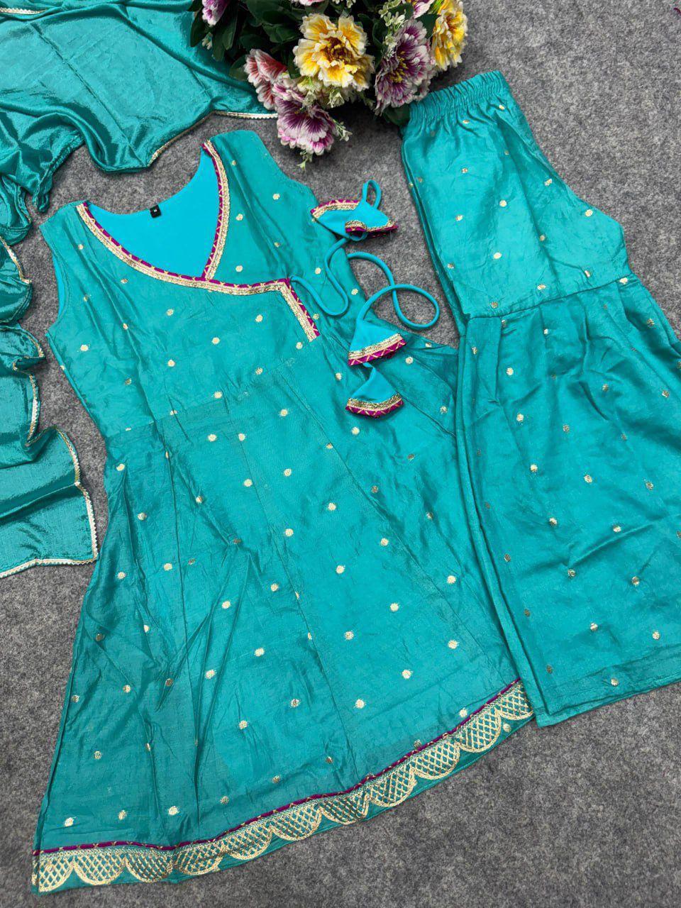 Chanderi Silk Girl Sharara Set
