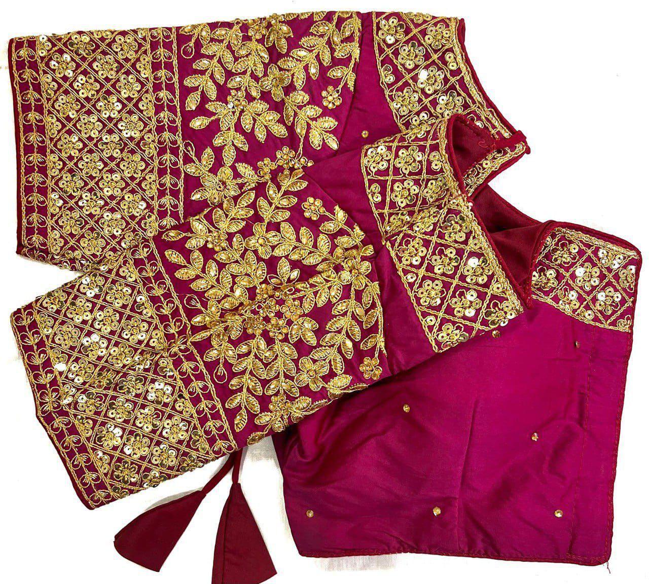 Soft Silk Blouse with rich sequin, thread, jari, and handwork detailing