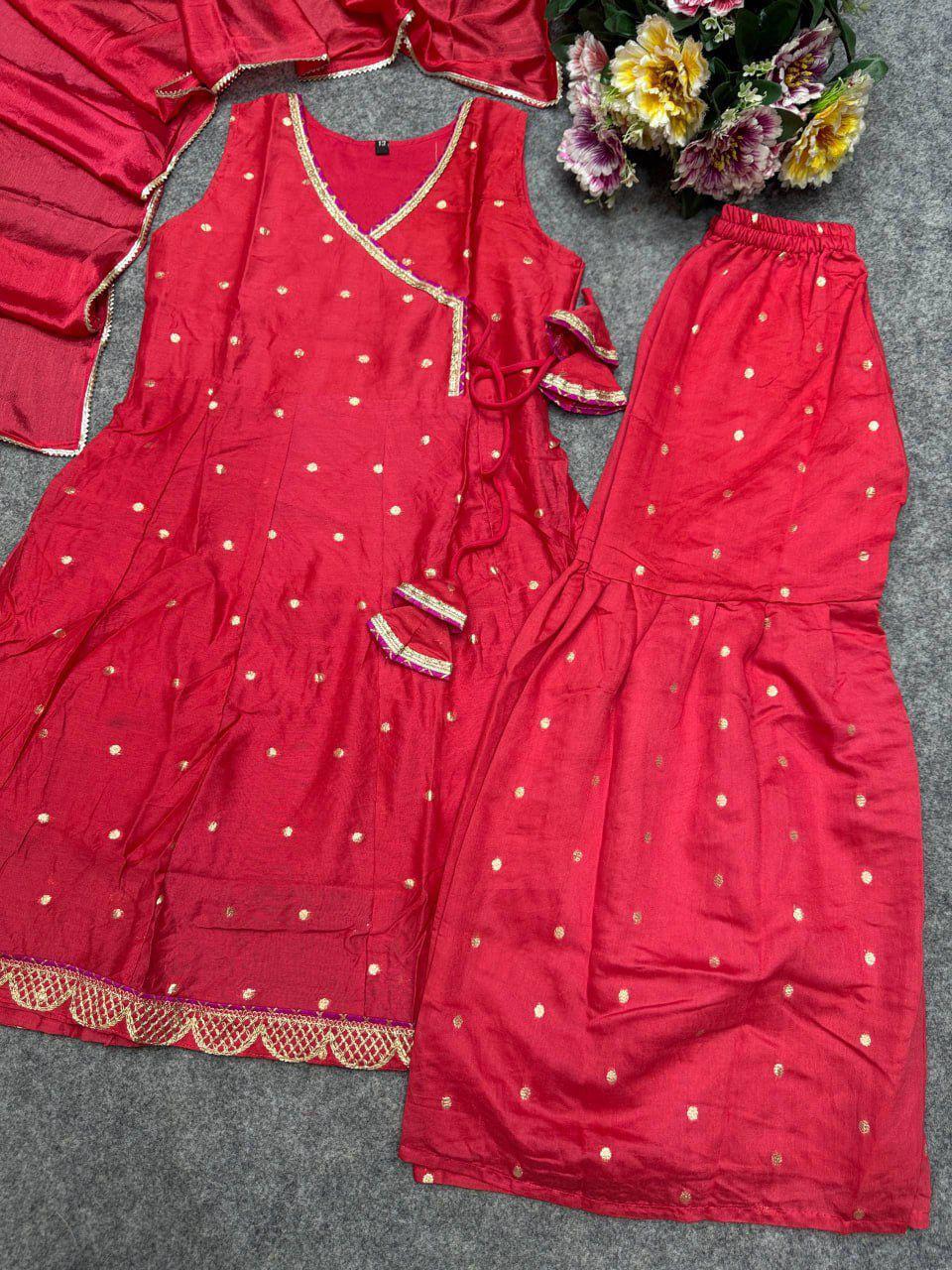 Chanderi Silk Girl Sharara Set