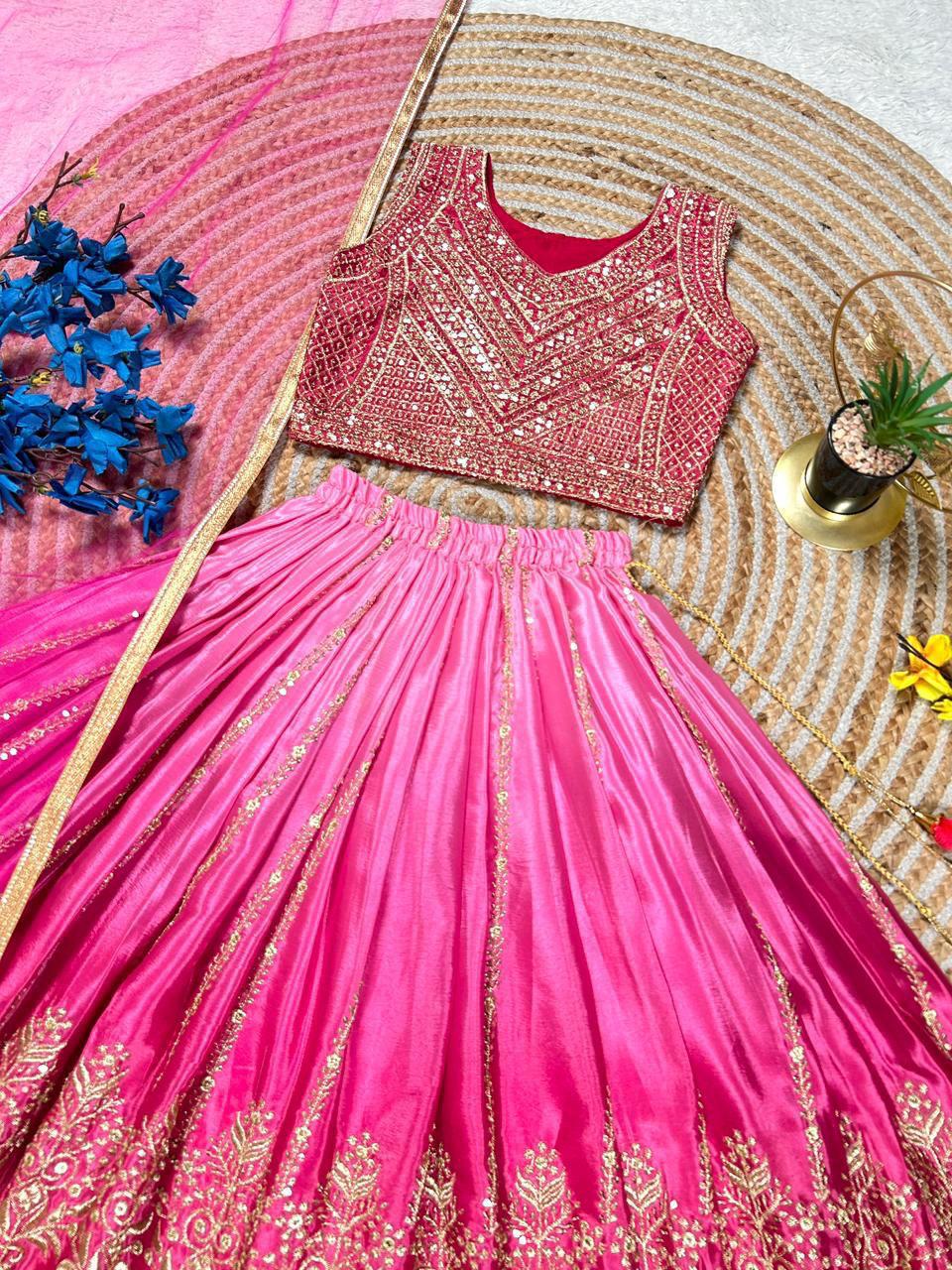 Soft Chinon silk sequin embroidery Girls Lehenga