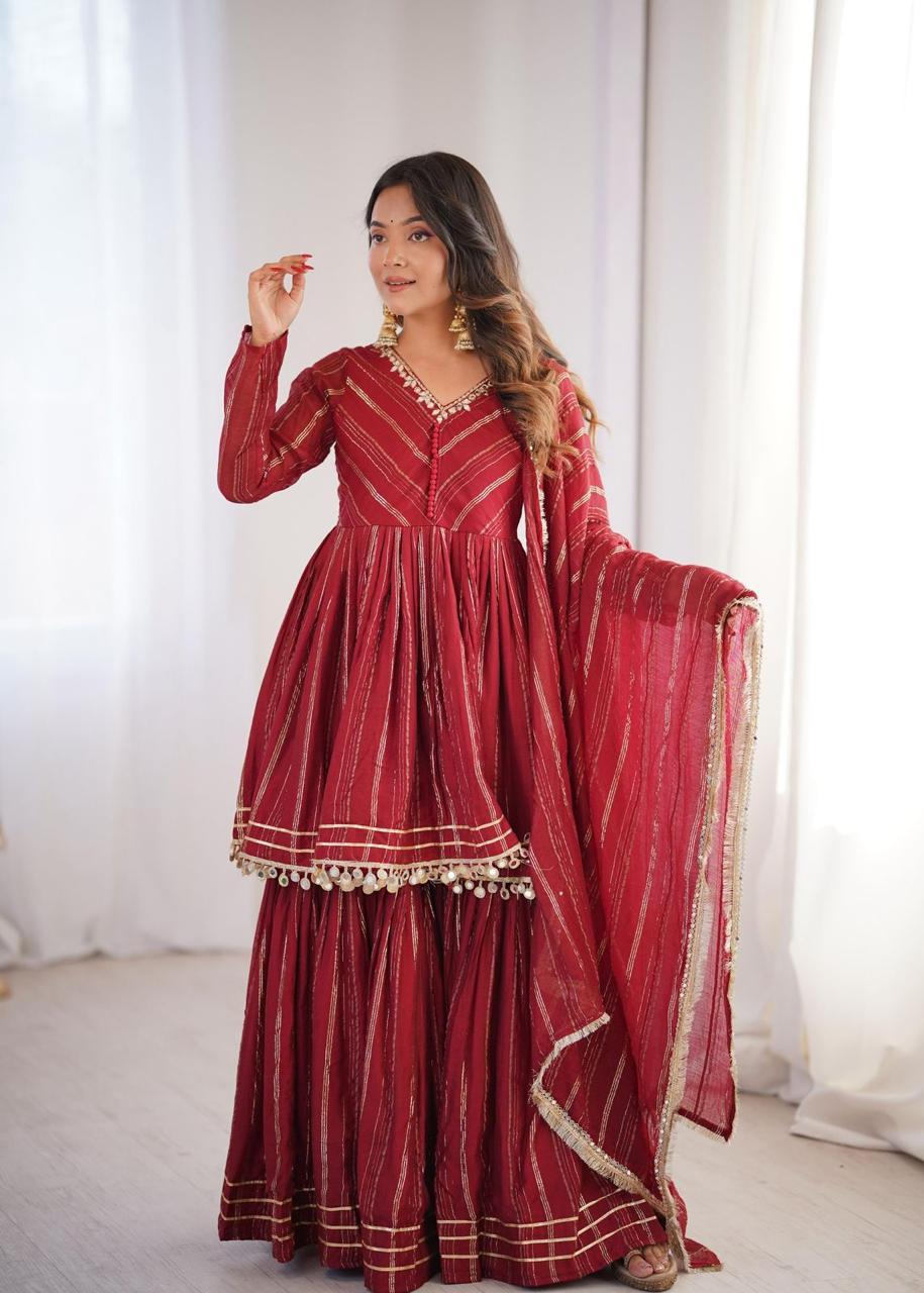 Designer Chanderi Fabric Sharara Set
