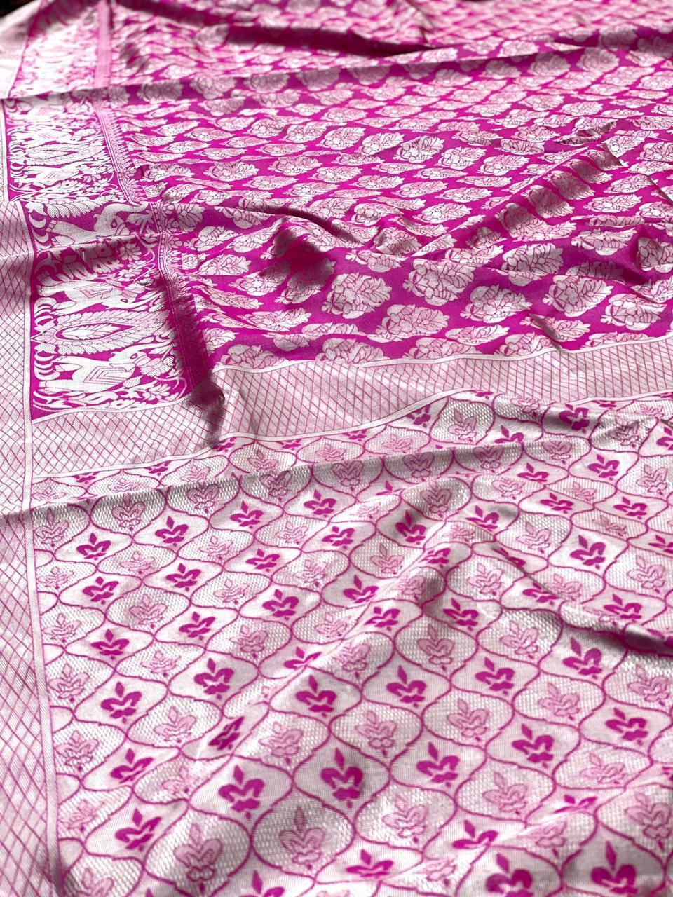 Soft Lichi Silk Saree with all over jacquard work