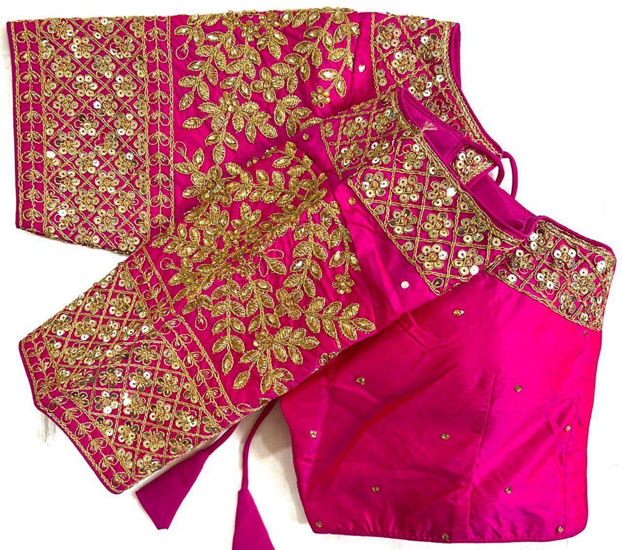 Soft Silk Blouse with rich sequin, thread, jari, and handwork detailing