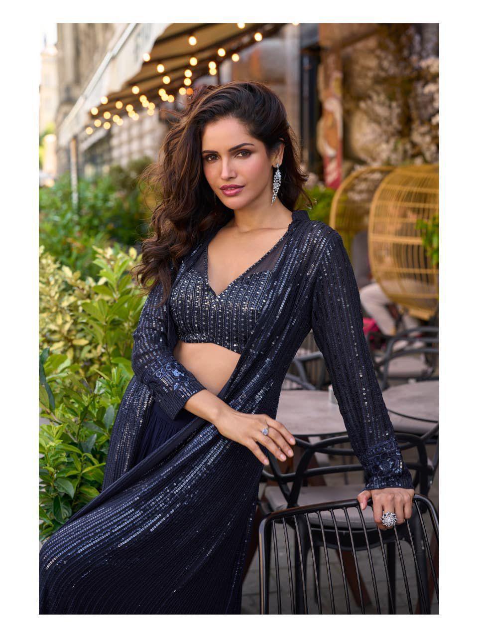 Designer Indo-Western Embroidered Shrug Set