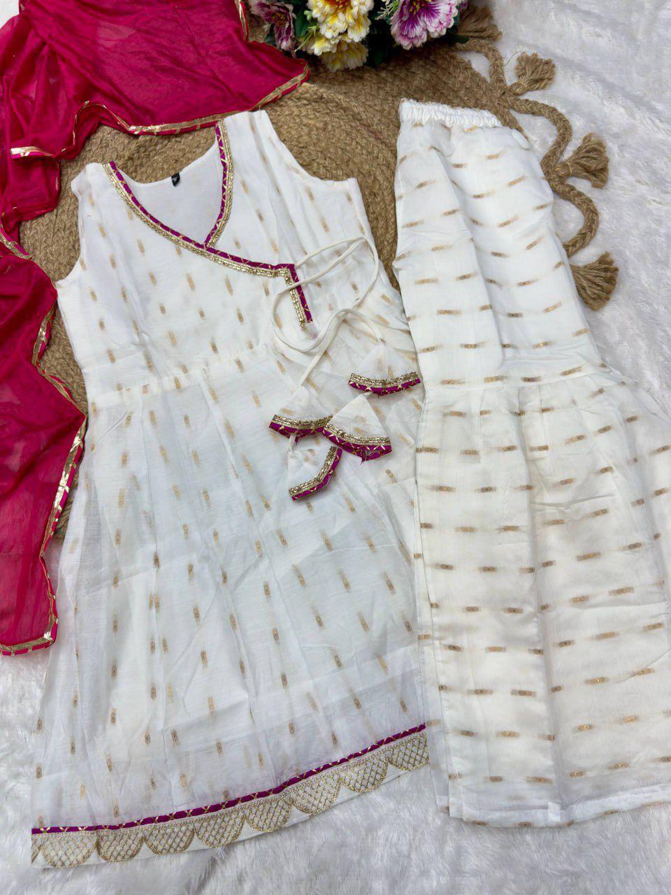 Chanderi Silk Girl Sharara Set