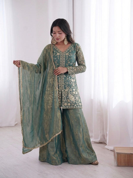 Party Wear Fendy Silk Palazzo Set