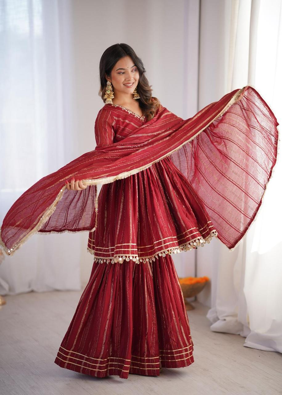 Designer Chanderi Fabric Sharara Set