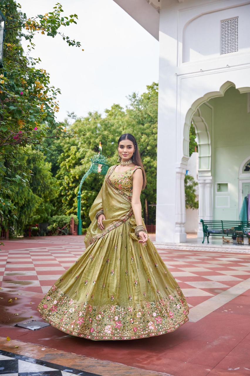 Premium Gold Crush Lehenga Set