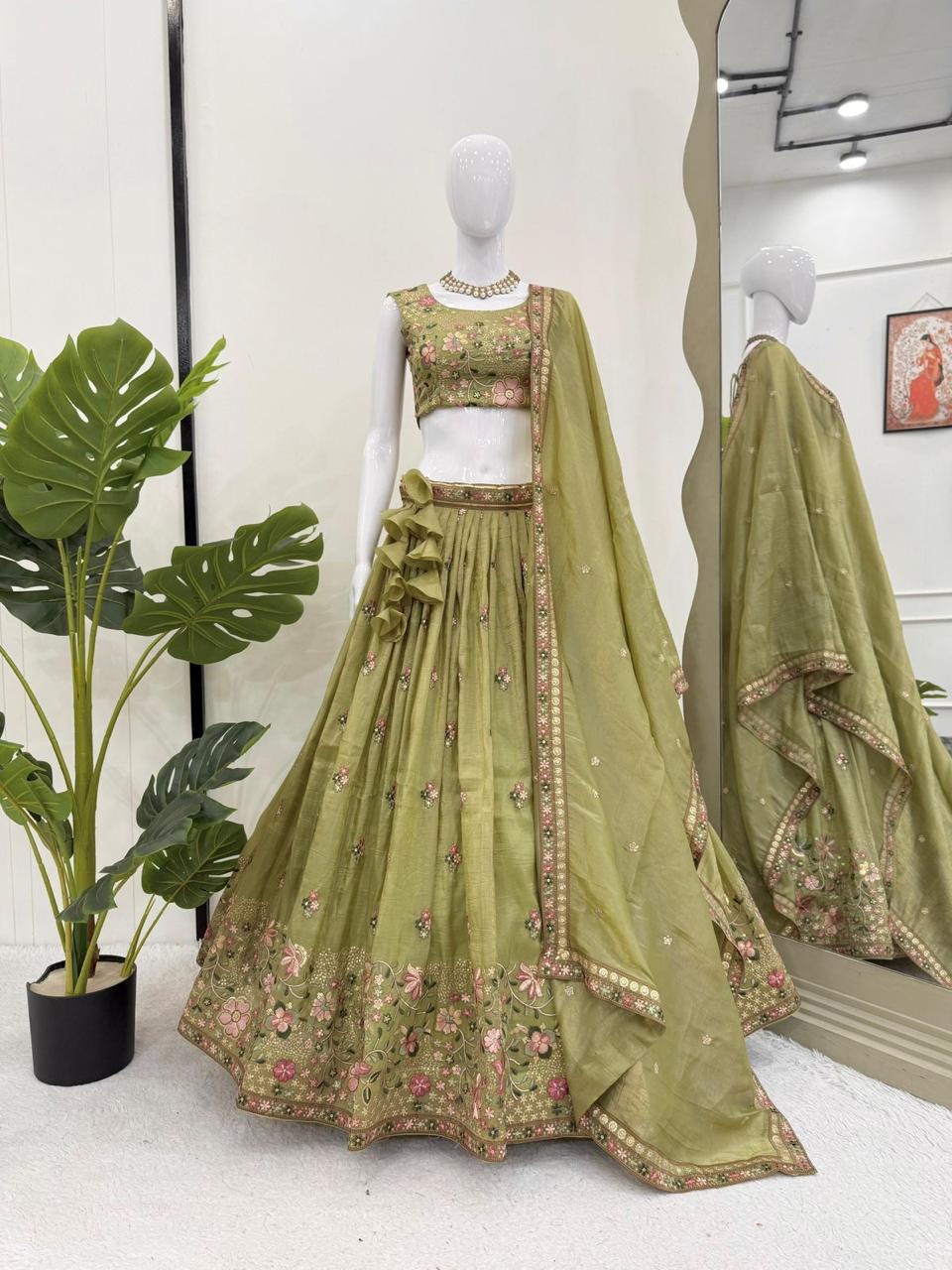 Premium Gold Crush Lehenga Set