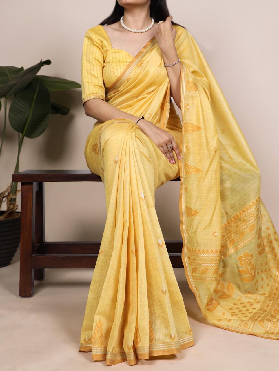 Cotton Silk Zari Weaving Saree