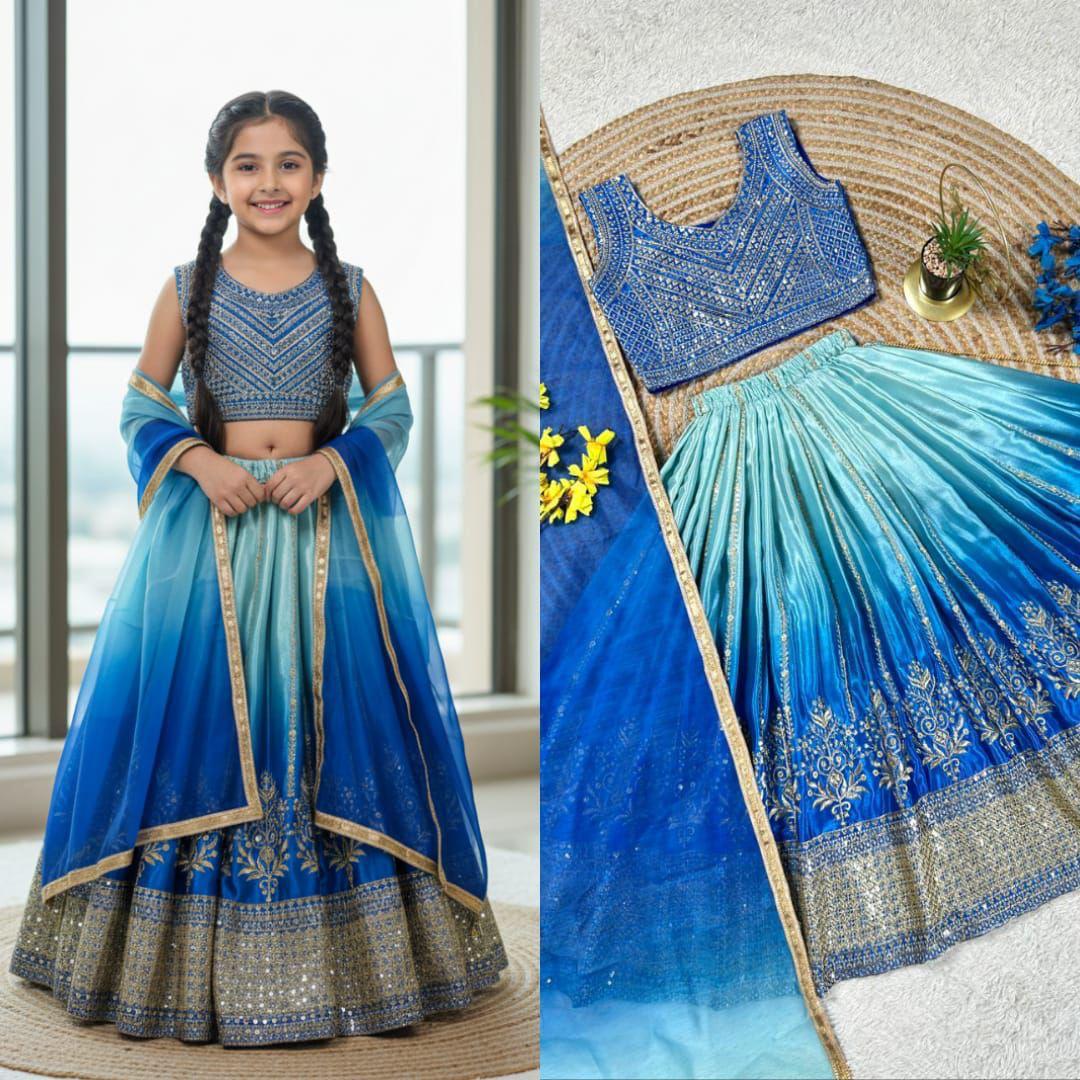 Soft Chinon silk sequin embroidery Girls Lehenga