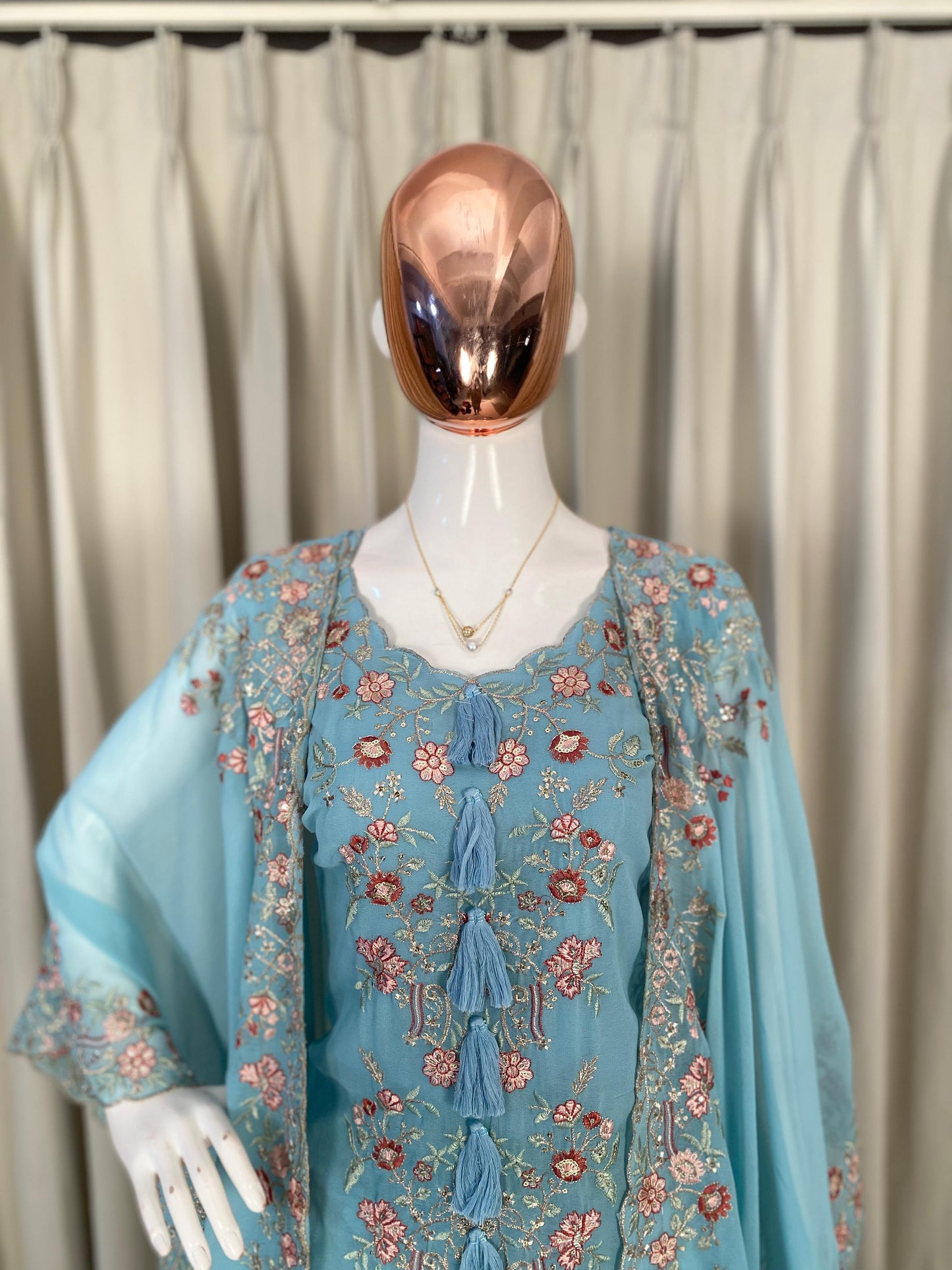 Designer Indo-Western Kurta Palazzo Set with Embroidered Shrug