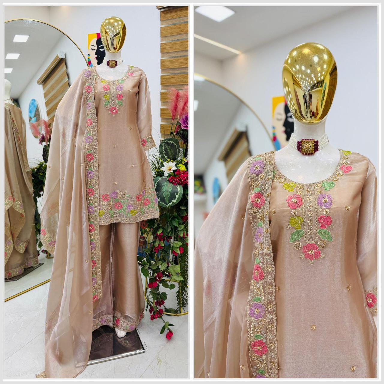 Jimi Choo Fabric Designer Kurta, Palazzo & Dupatta Set