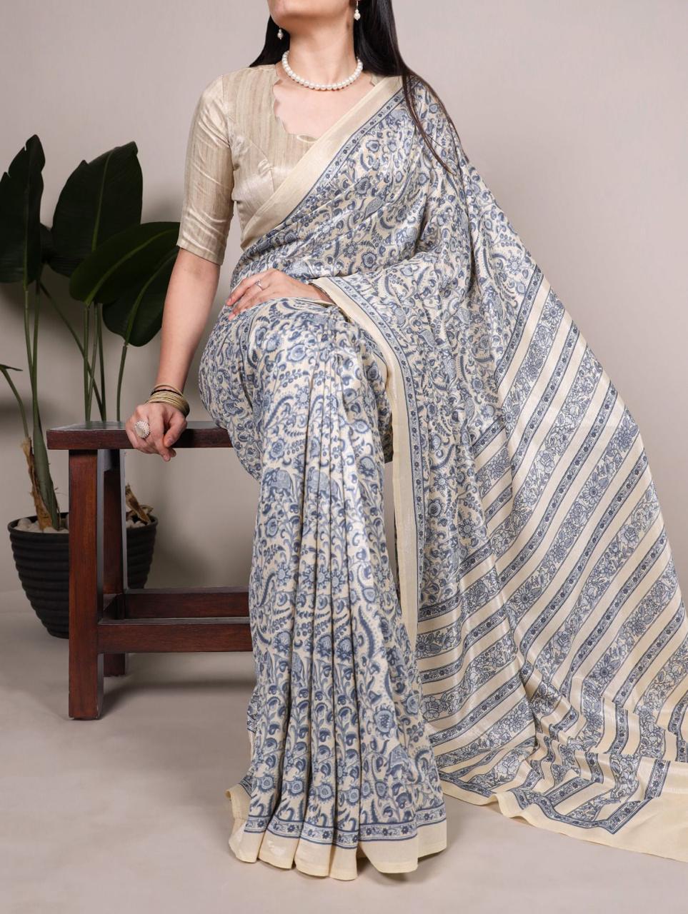 Tussar Silk Printed Saree Collection