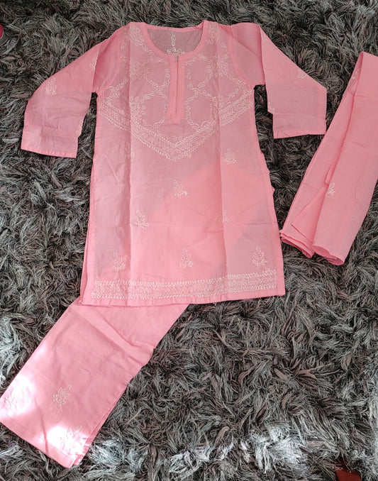 Cotton Chikankari Suit for Girls with Duppata