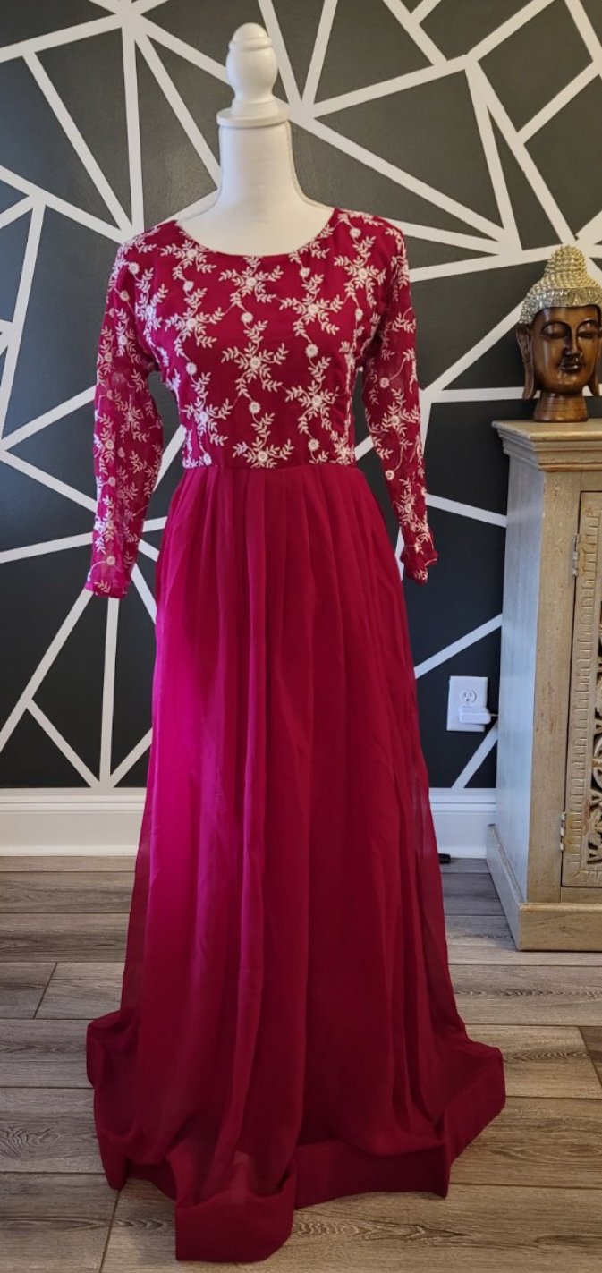 Georgette Thread Embroidery Gown