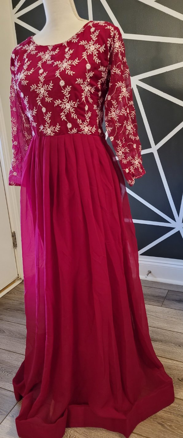 Georgette Thread Embroidery Gown
