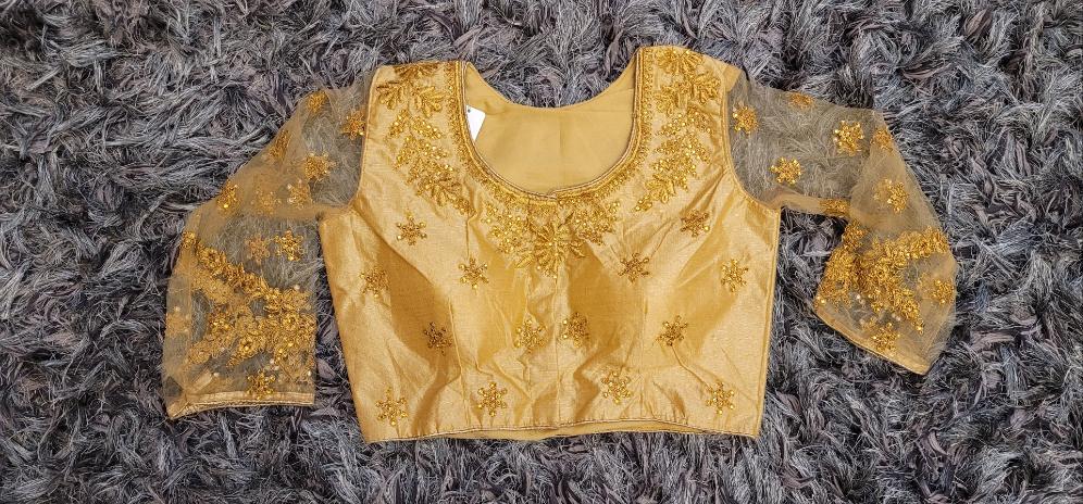 Designer Stitched Blouse with Net Sleeves